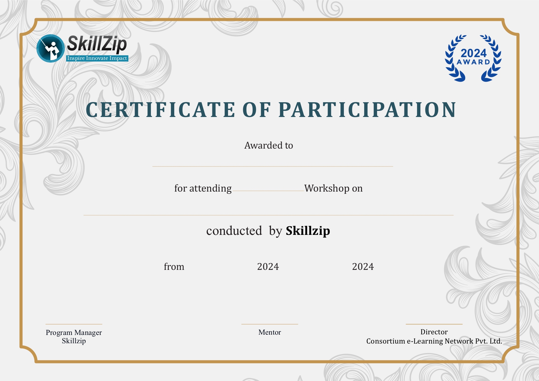 Skillzip Workshop Certificate